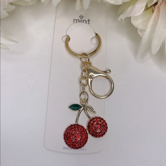 Mint Accessories - Mint Cherry Keychain/Bag Charm with Gold Accents NWT